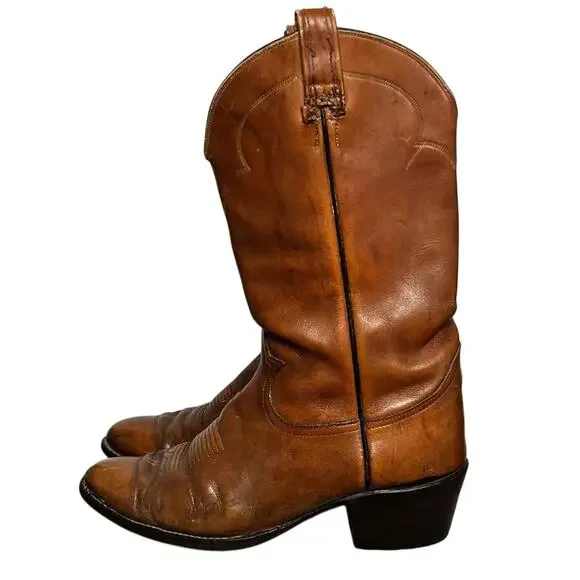 Vintage Tony Lama Mens Size 10.5 E Brown Leather Western Cowboy Boots Style 3084 - Picture 1 of 12